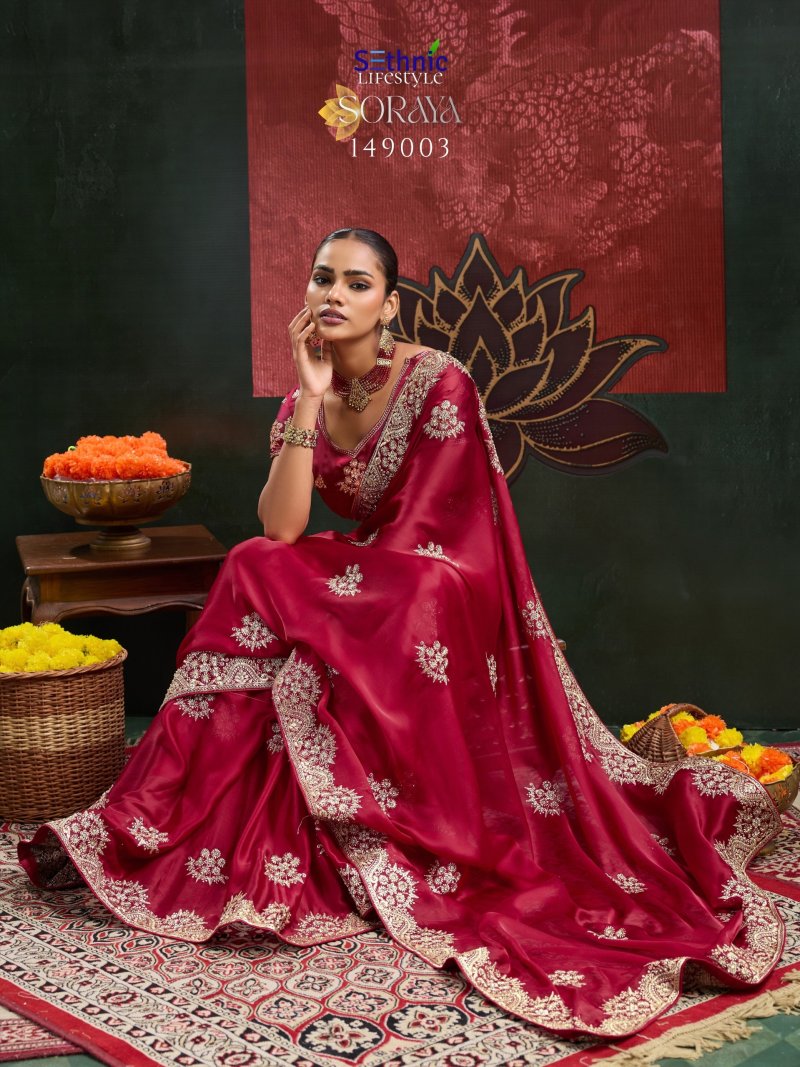 Soraya By Sethnic Satin Chiffon Designer Saree 
